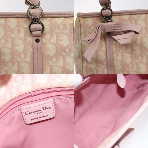 DIOR Trotter Canvas Romantic Chain Bag Pvc Pink Silver - Picture 11 of 12